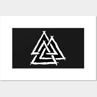 Valknut Norse Symbol (white) Posters and Art